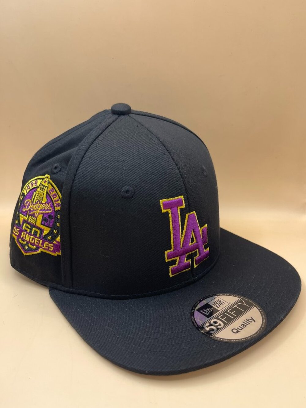 LA Dodgers New Era 59FIFTY Fitted Cap | Black Purple Gold MLB Hat